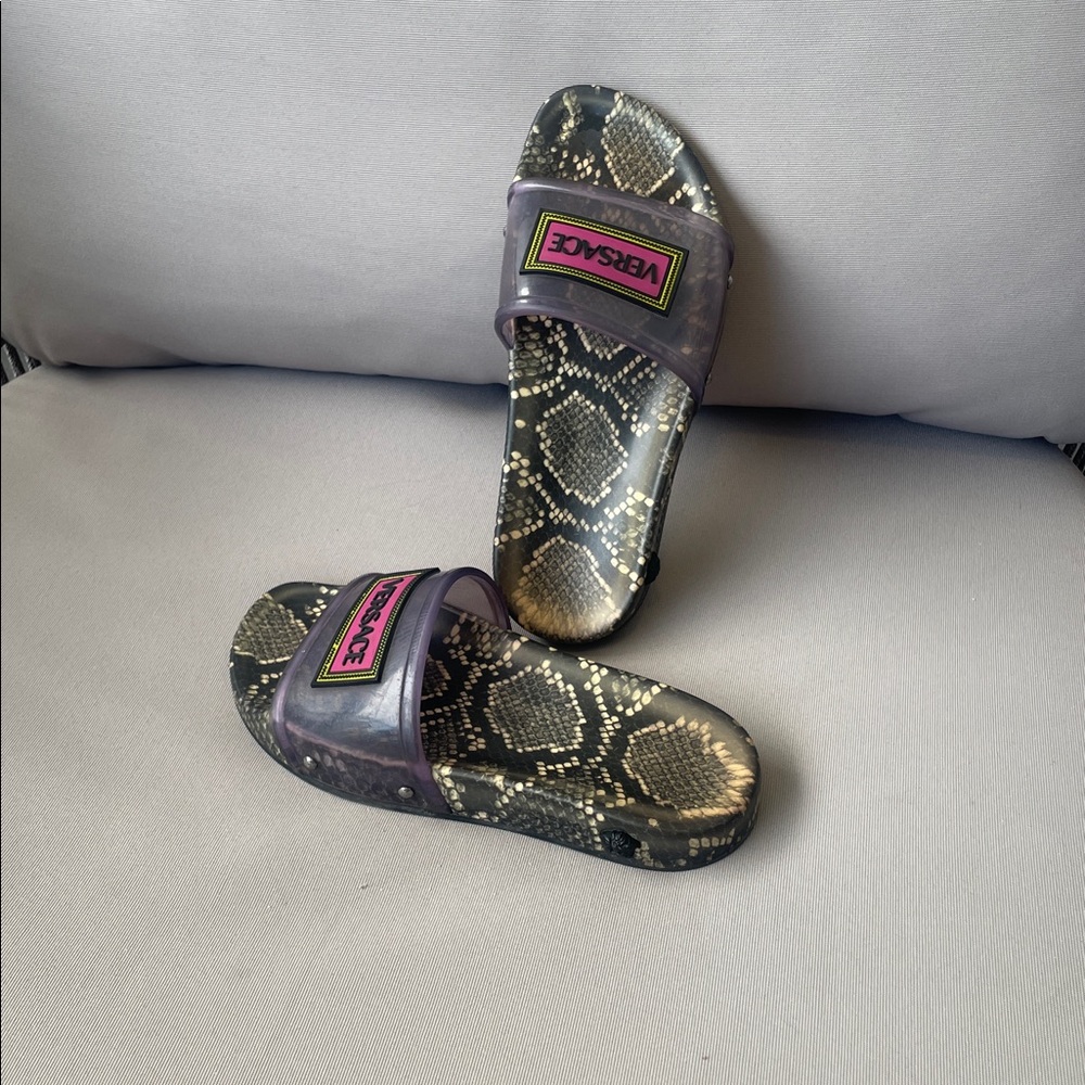 Versace Snake Print Slides 🔥Sandals • Made In Italy • Size 7 - Picture 6 of 16